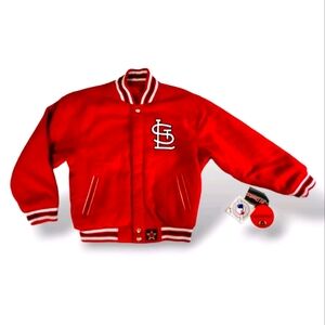 St Louis Cardinals Youth Size M Reversible Red Wool Jacket Official JHDesign